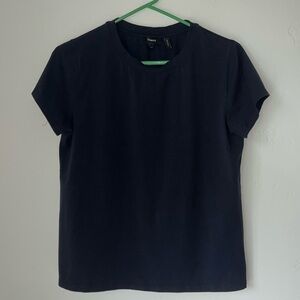 THEORY Women’s Navy Blue Cropped Shirt / Top Size Large Short Sleeve Tee